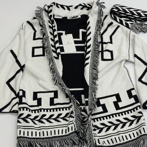 Essitam Reversible Black&White Patterned Sweater cashmere/cotton NWT